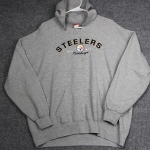 Vintage Steelers NFL Football Hoodie Sweatshirt Mens Extra Large Gray Pittsburgh